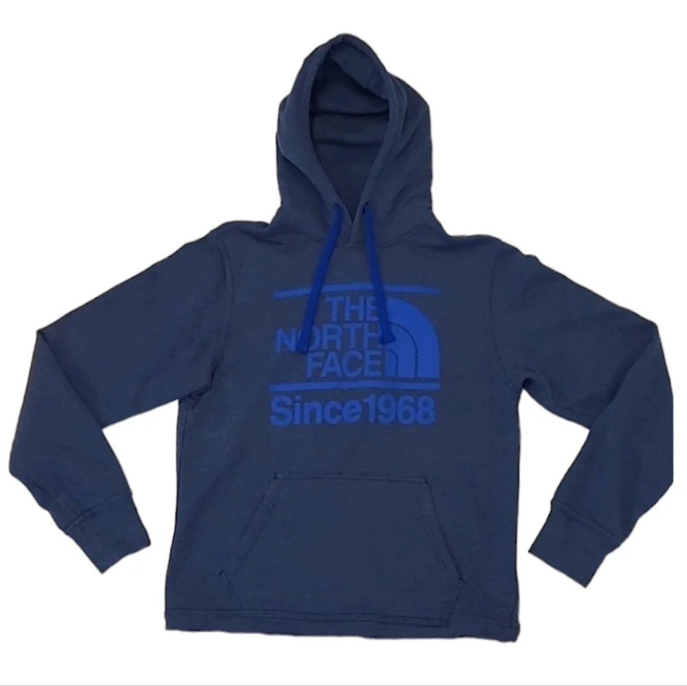 The North Face Pullover Hoodie Sweatshirt Kangaroo Pocket Drawstring Raw Hem